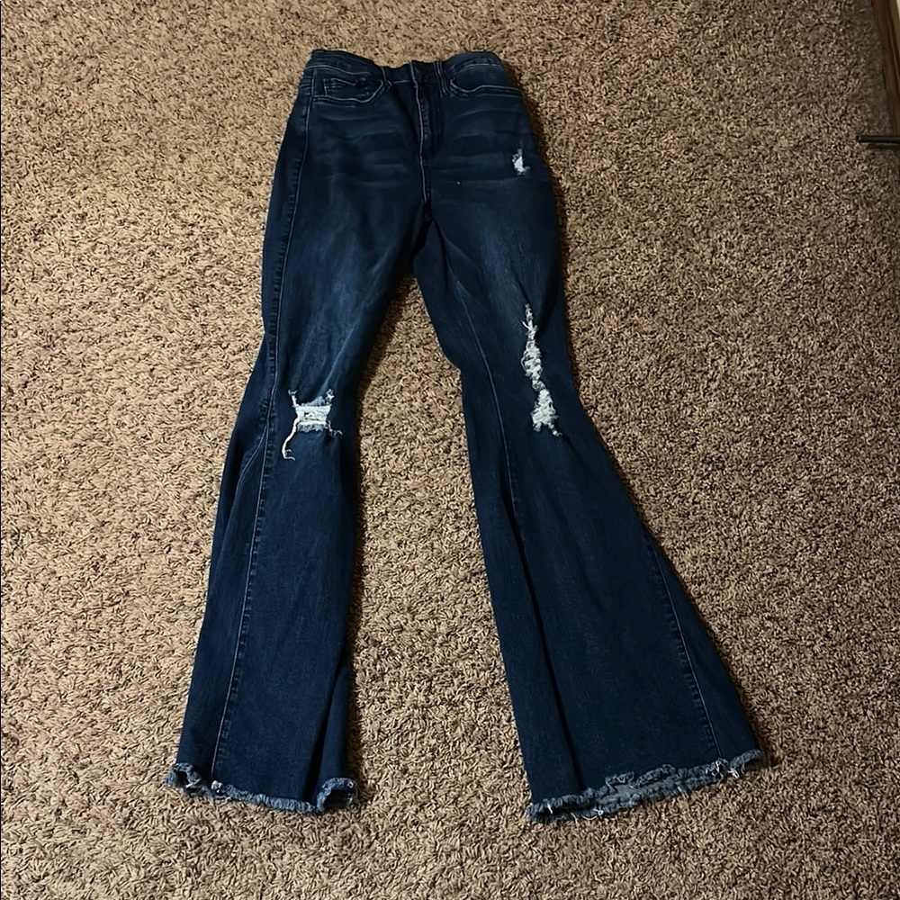 Distressed Blue Flare Jeans